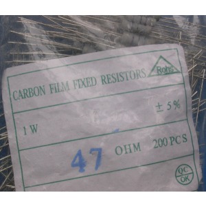 Carbon film resistors 47 ohm 1W 5% - Click Image to Close