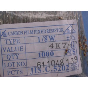 Carbon Film Resistors 4.7K ohm 0.125W