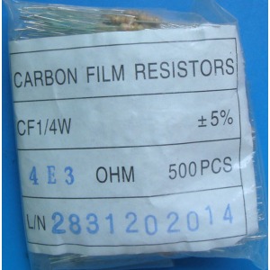 Carbon Film Resistors 4r3 ohm 0.25W