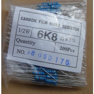 Carbon Film Resistors 6k8 ohm 0.5W