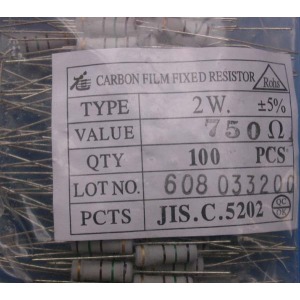 Carbon Film Resistors 750 ohm 2W