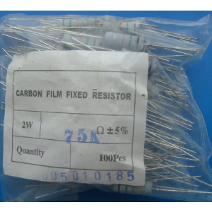 Carbon Film Resistors 75K ohm 2W