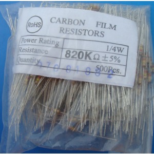 Carbon Film Resistors 820k ohm 0.25W