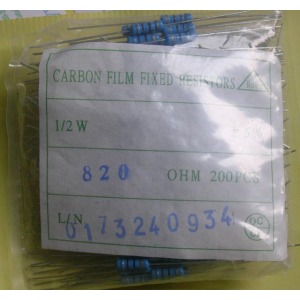 Carbon Film Resistors 820 ohm 0.5W