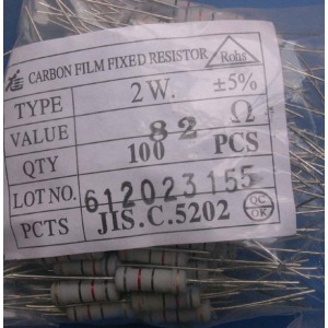 Carbon Film Resistors 82 ohm 2W - Click Image to Close