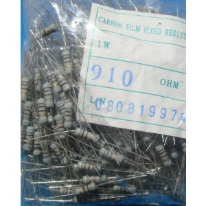 Carbon film resistors 910 ohm 1W 5%