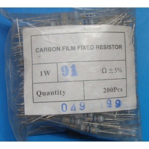 Carbon film resistors 91 ohm 1W 5%