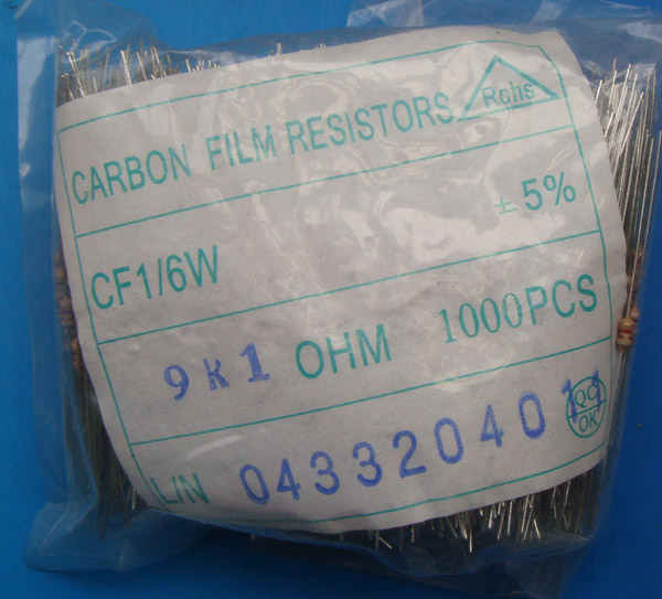 Carbon Film Fixed Resistors 9K1 OHM 5%