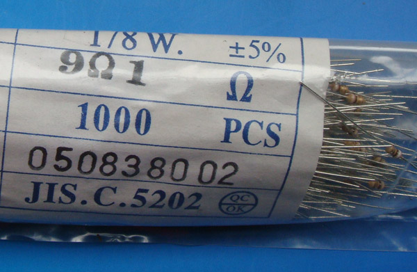 Carbon Film Resistors 9.1 ohm 0.125W